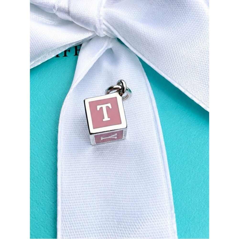 Tiffany & Co. Pink Enamel Baby Block Silver